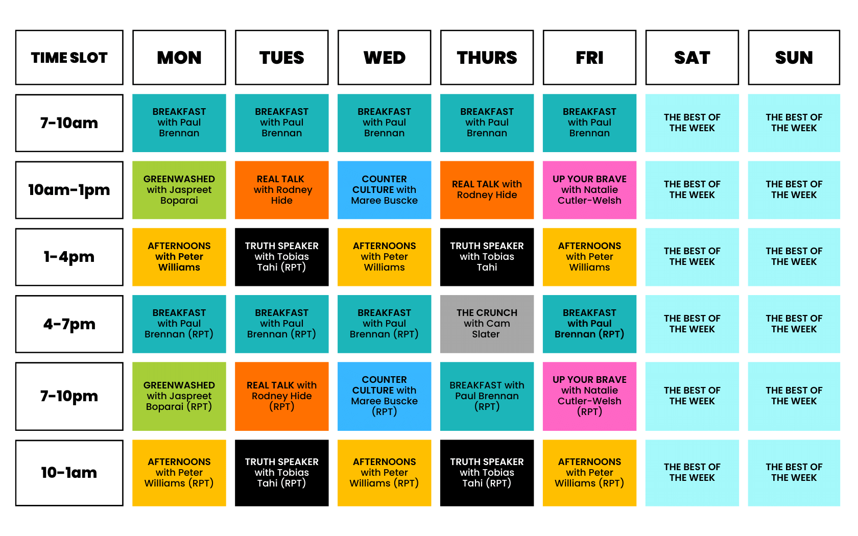 SCHEDULE RCR July 2023